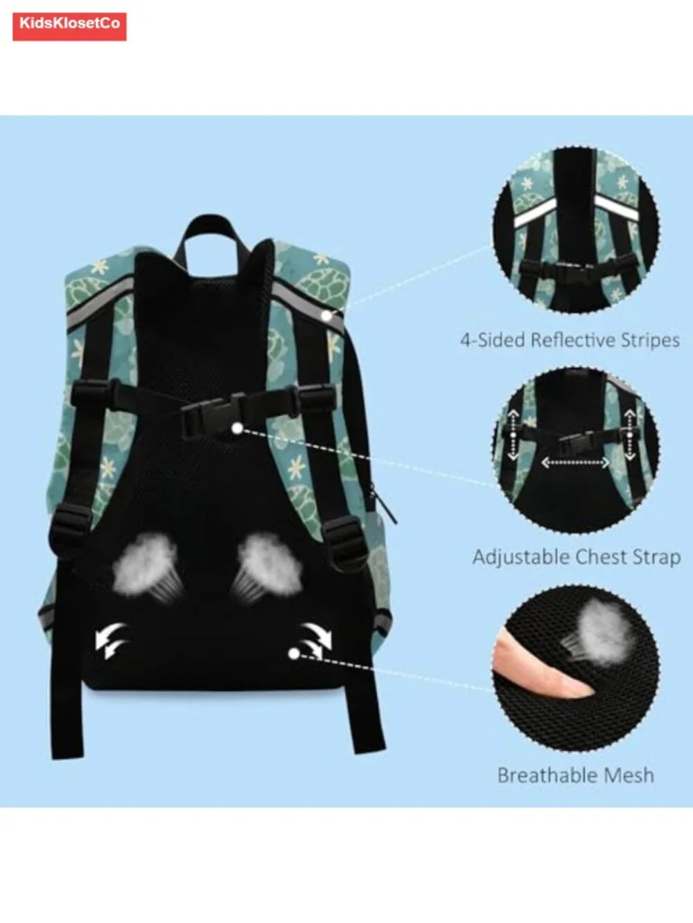 Kids Backpack with Reflective Strip Anti-Lost Rope for Preschool Kindergarten